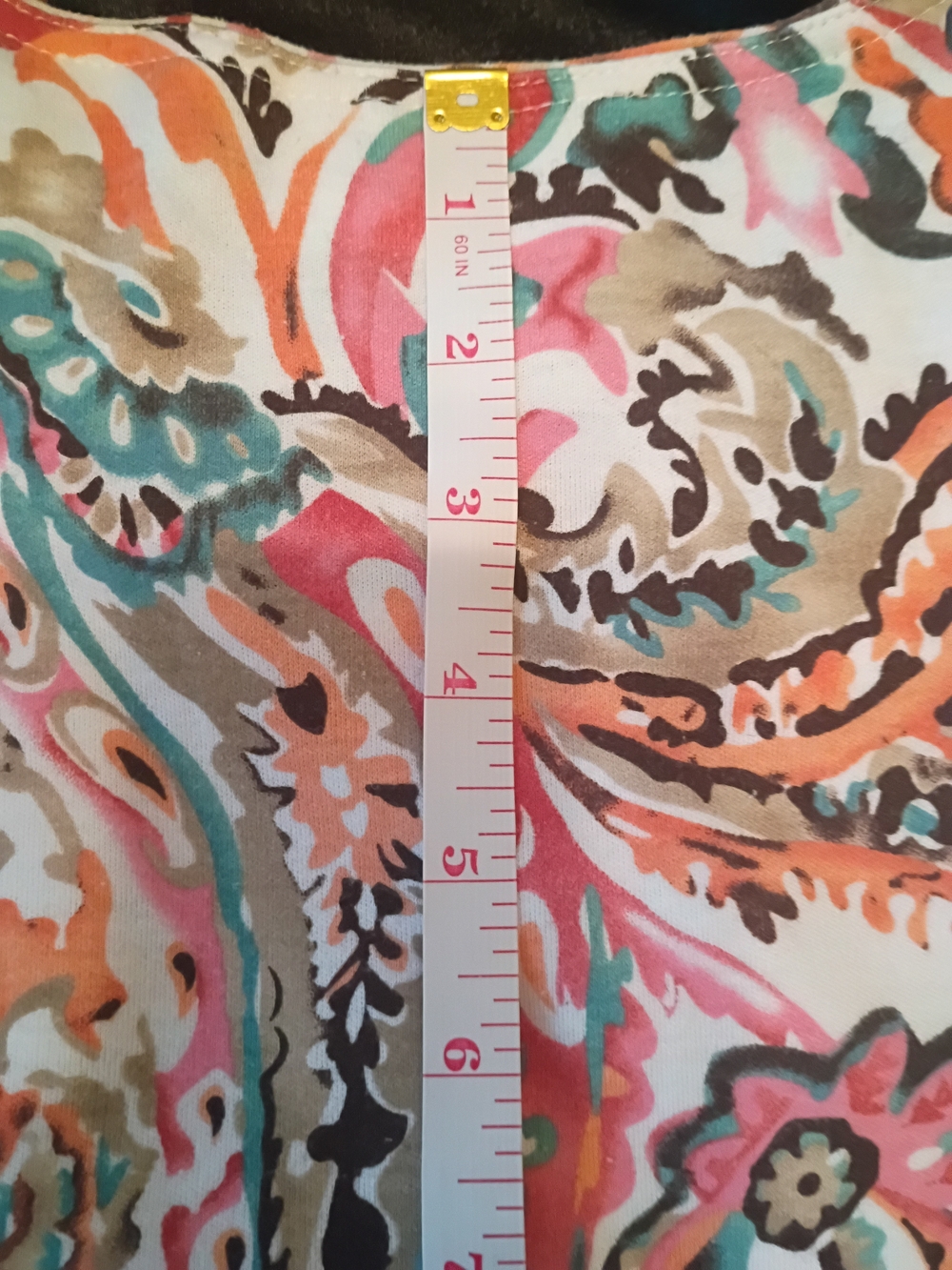 Rebecca Malone Pink Paisley Short Sleeve Tee with Teal & Coral Accents - Picture 7 of 12